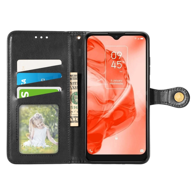 For TCL 205 Solid Color Leather Buckle Phone Case