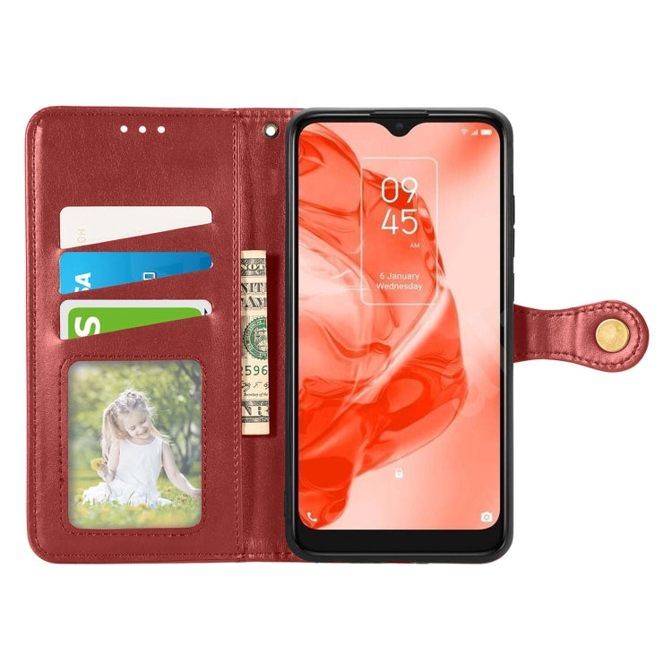 For TCL 205 Solid Color Leather Buckle Phone Case