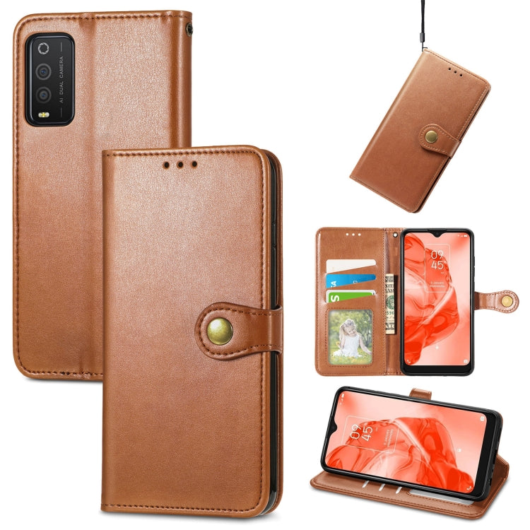 For TCL 205 Solid Color Leather Buckle Phone Case