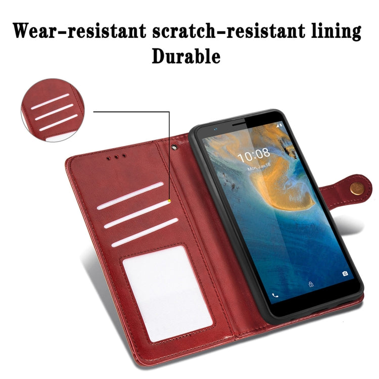 For TCL 205 Solid Color Leather Buckle Phone Case