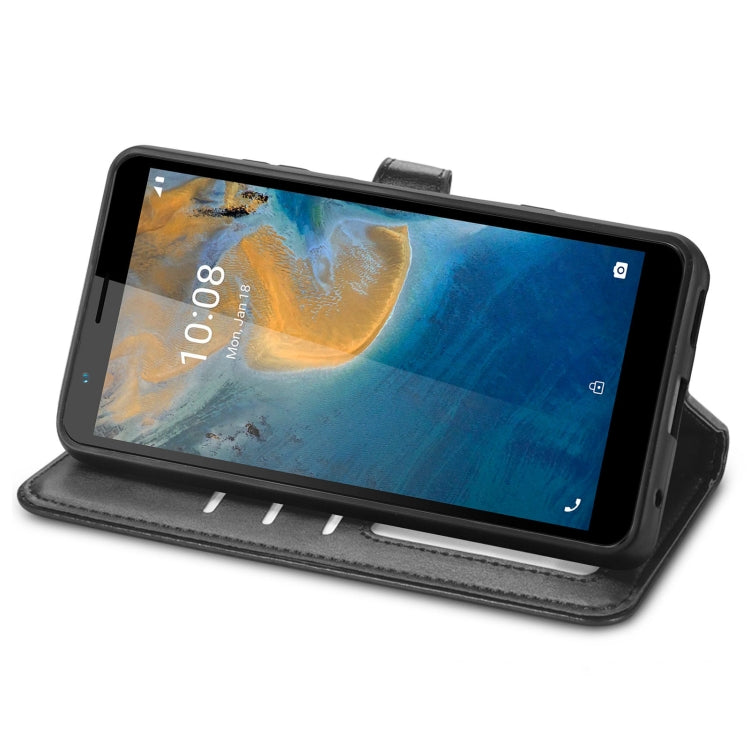 For ZTE Blade A31 Solid Color Leather Buckle Phone Case