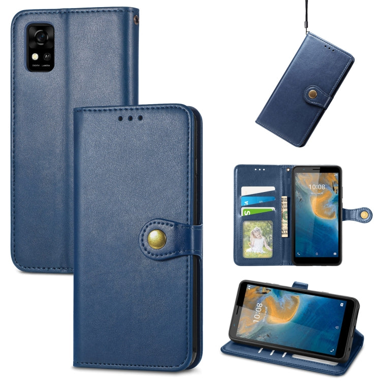 For ZTE Blade A31 Solid Color Leather Buckle Phone Case