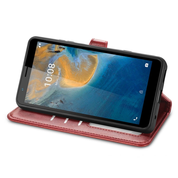 For ZTE Blade A31 Solid Color Leather Buckle Phone Case