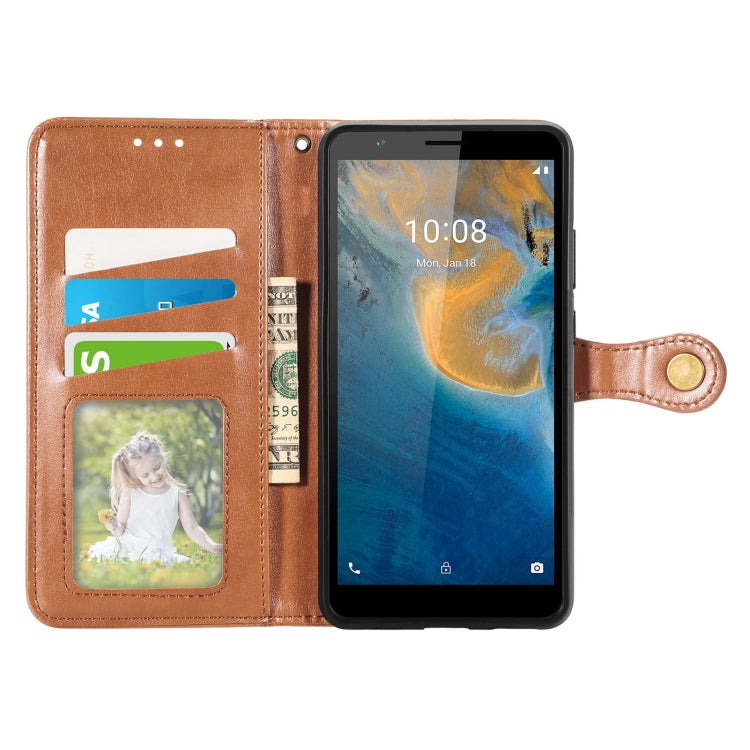For ZTE Blade A31 Solid Color Leather Buckle Phone Case