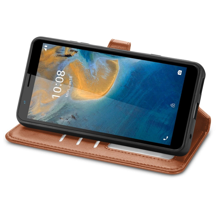 For ZTE Blade A31 Solid Color Leather Buckle Phone Case