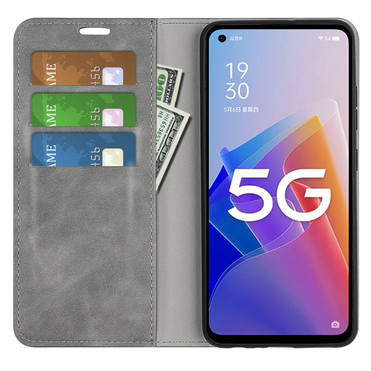 For OPPO A96 5G Retro-skin Magnetic Suction Leather Phone Case