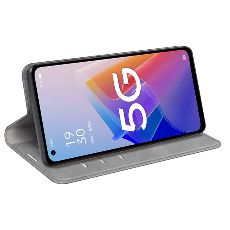 For OPPO A96 5G Retro-skin Magnetic Suction Leather Phone Case