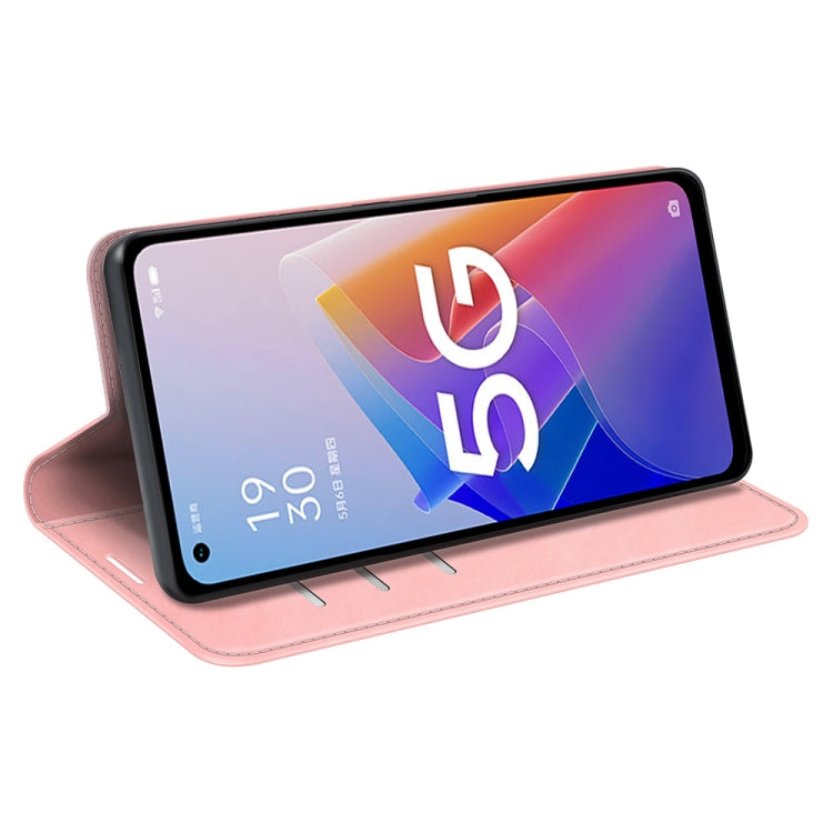 For OPPO A96 5G Retro-skin Magnetic Suction Leather Phone Case