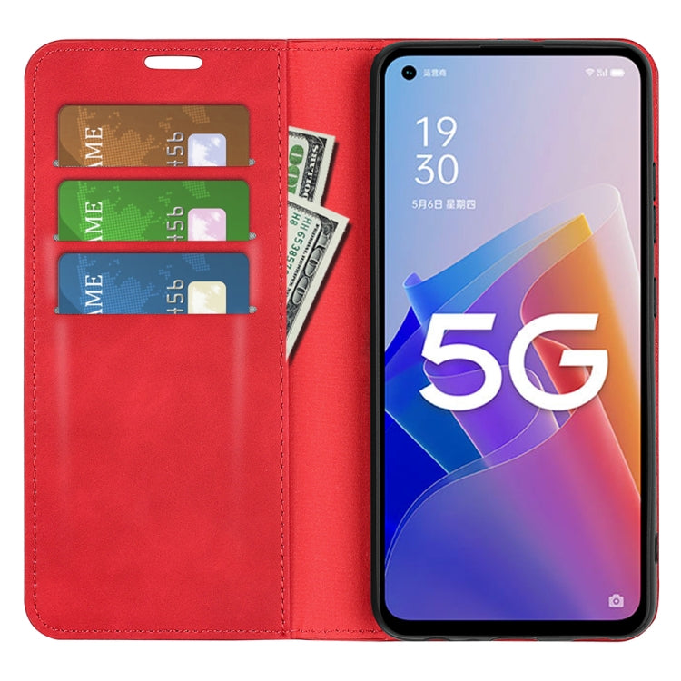 For OPPO A96 5G Retro-skin Magnetic Suction Leather Phone Case