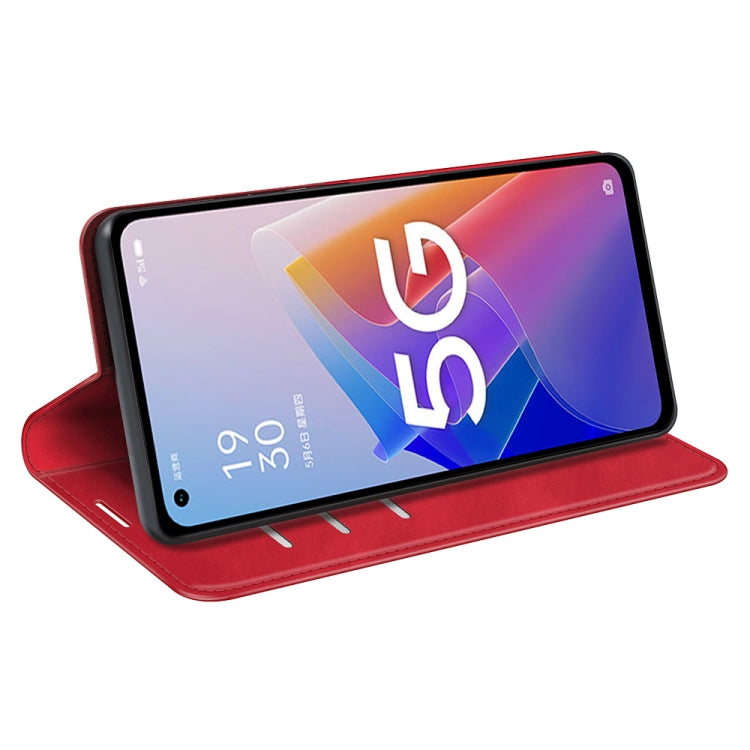 For OPPO A96 5G Retro-skin Magnetic Suction Leather Phone Case