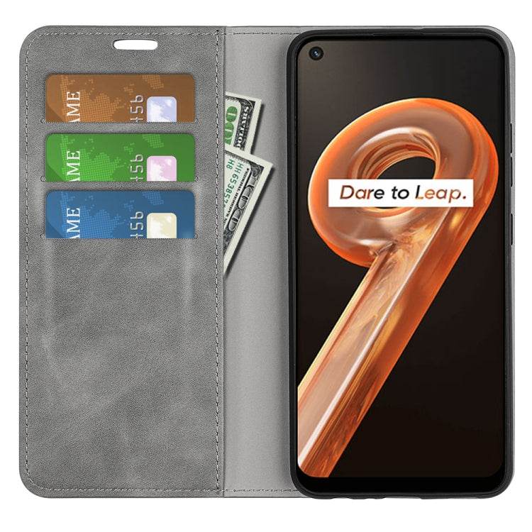 For OPPO Realme 9i Retro-skin Magnetic Suction Leather Phone Case