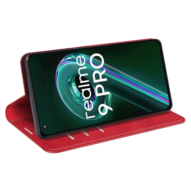 For OPPO Realme 9 Pro Retro-skin Magnetic Suction Leather Phone Case