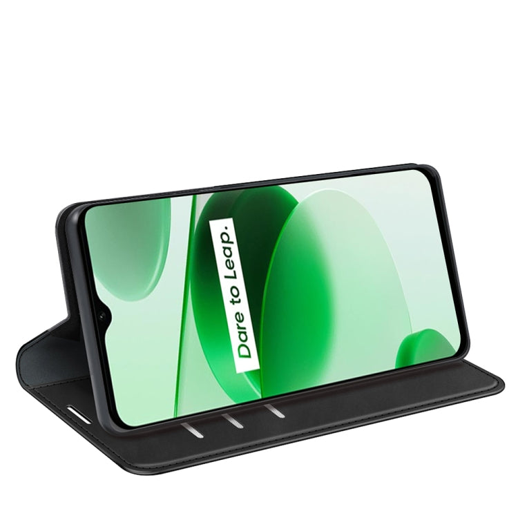 For OPPO Realme C35 Retro-skin Magnetic Suction Leather Phone Case