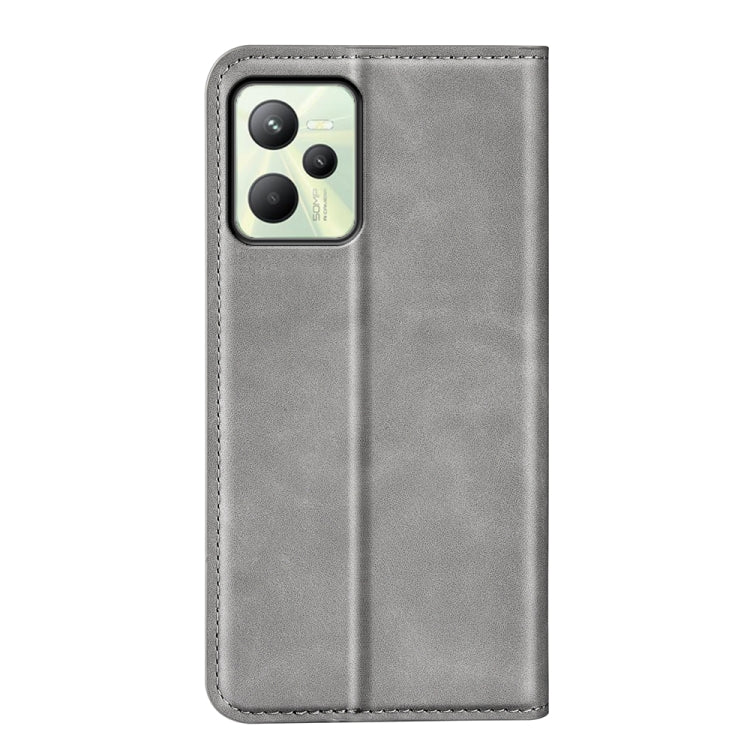 For OPPO Realme C35 Retro-skin Magnetic Suction Leather Phone Case