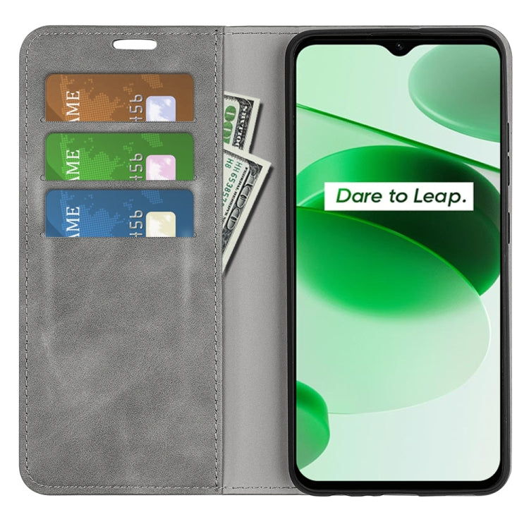 For OPPO Realme C35 Retro-skin Magnetic Suction Leather Phone Case