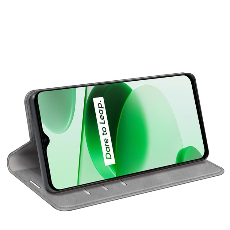 For OPPO Realme C35 Retro-skin Magnetic Suction Leather Phone Case