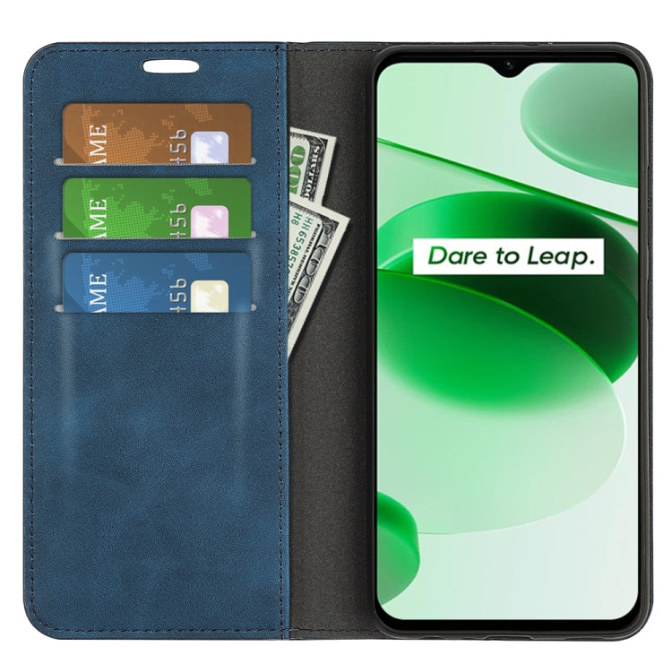 For OPPO Realme C35 Retro-skin Magnetic Suction Leather Phone Case