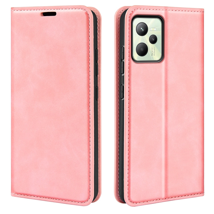 For OPPO Realme C35 Retro-skin Magnetic Suction Leather Phone Case