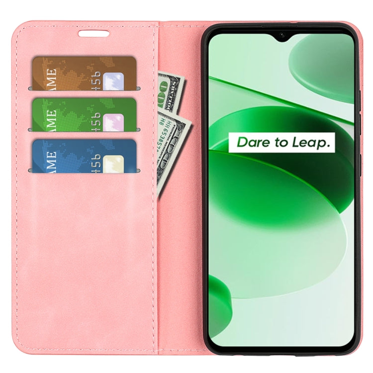 For OPPO Realme C35 Retro-skin Magnetic Suction Leather Phone Case