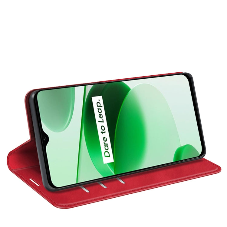 For OPPO Realme C35 Retro-skin Magnetic Suction Leather Phone Case