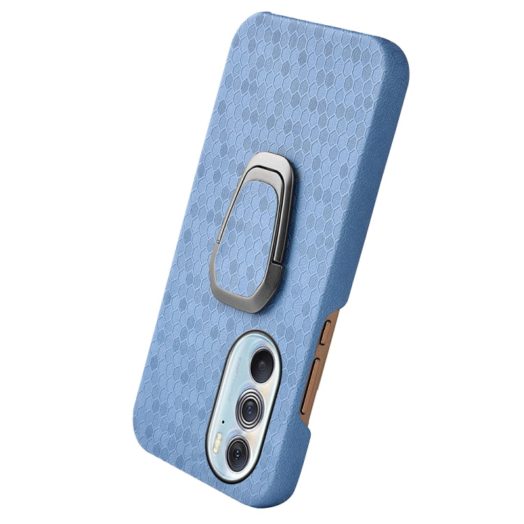 Ring Holder Honeycomb PU Phone Case For Motorola Edge X30