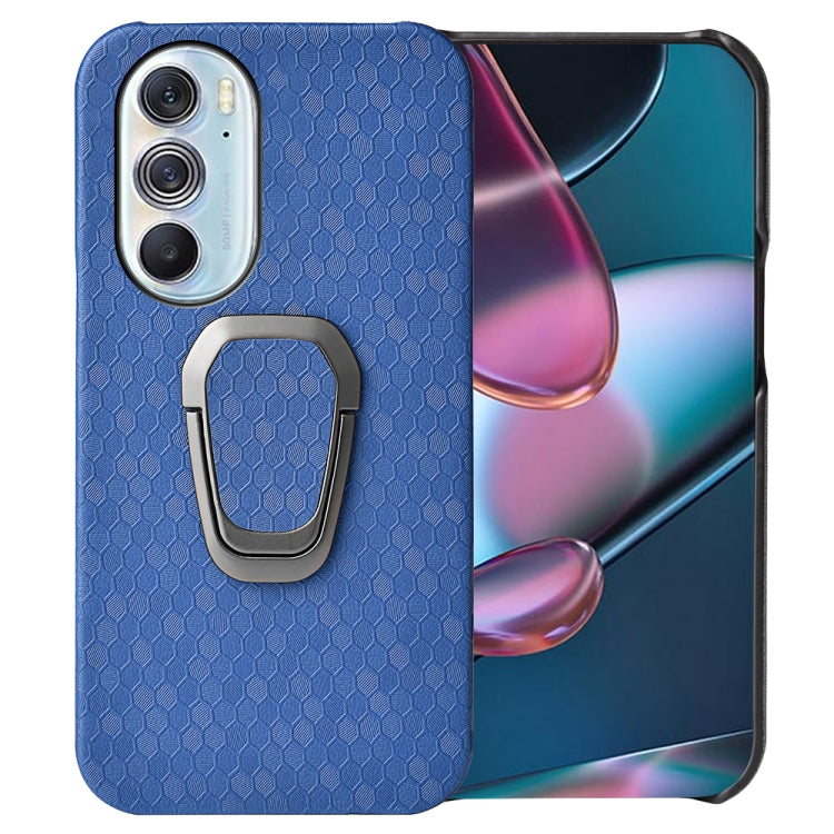 Ring Holder Honeycomb PU Phone Case For Motorola Edge X30