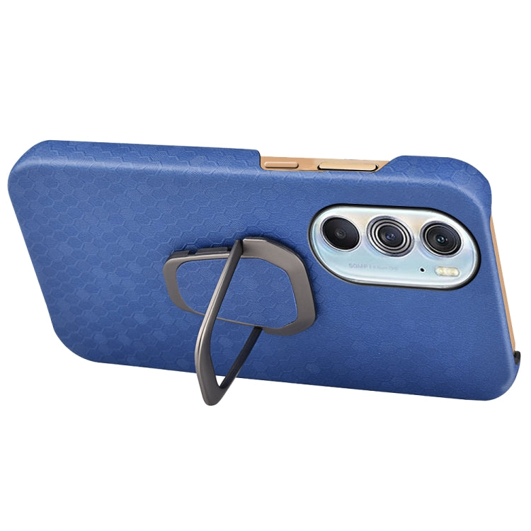 Ring Holder Honeycomb PU Phone Case For Motorola Edge X30