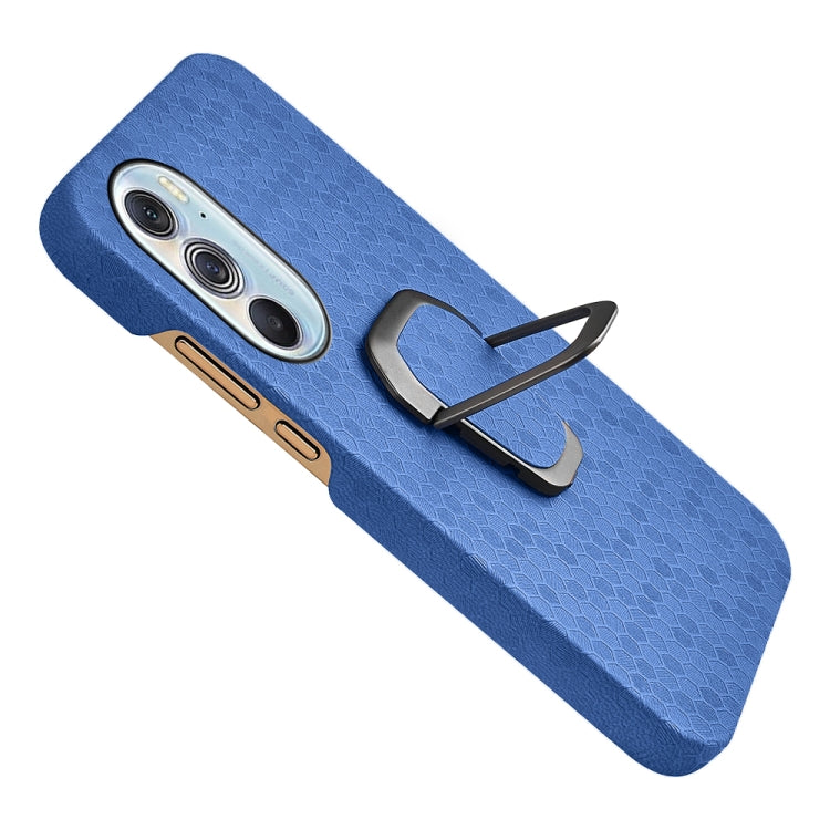 Ring Holder Honeycomb PU Phone Case For Motorola Edge X30