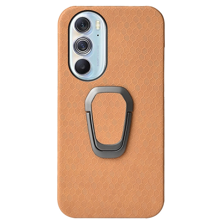 Ring Holder Honeycomb PU Phone Case For Motorola Edge X30