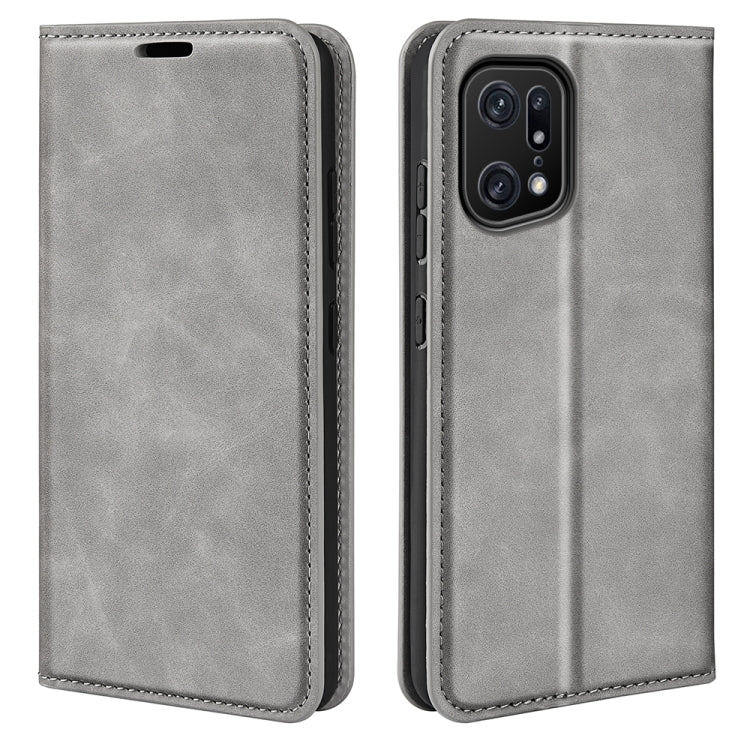 For OPPO Find X5 Pro Retro-skin Magnetic Suction Leather Phone Case