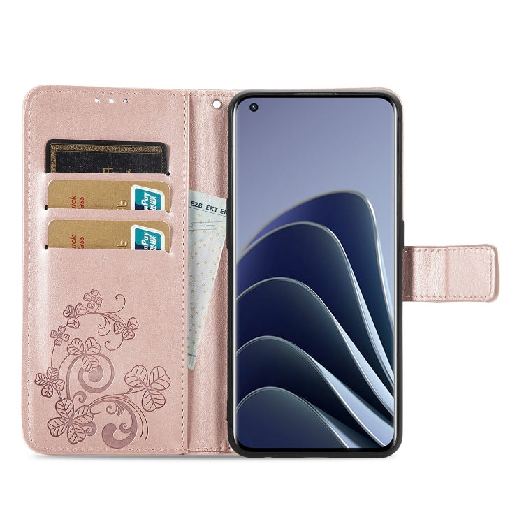 For OnePlus 10 Pro Four-leaf Clasp Embossed Leather Phone Case