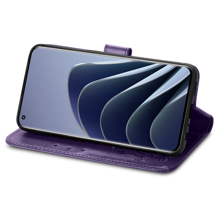 For OnePlus 10 Pro Four-leaf Clasp Embossed Leather Phone Case