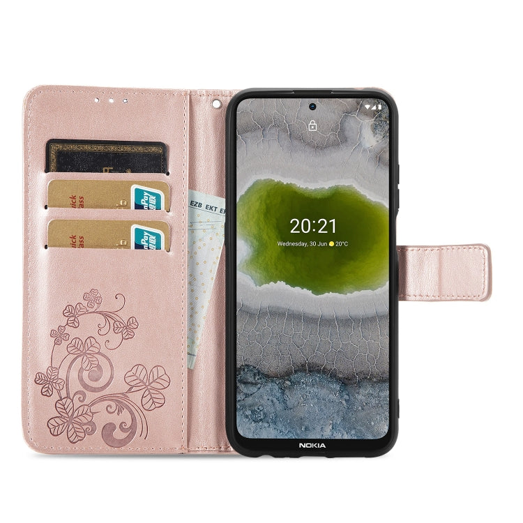 For Nokia X10 Four-leaf Clasp Embossed Leather Phone Case