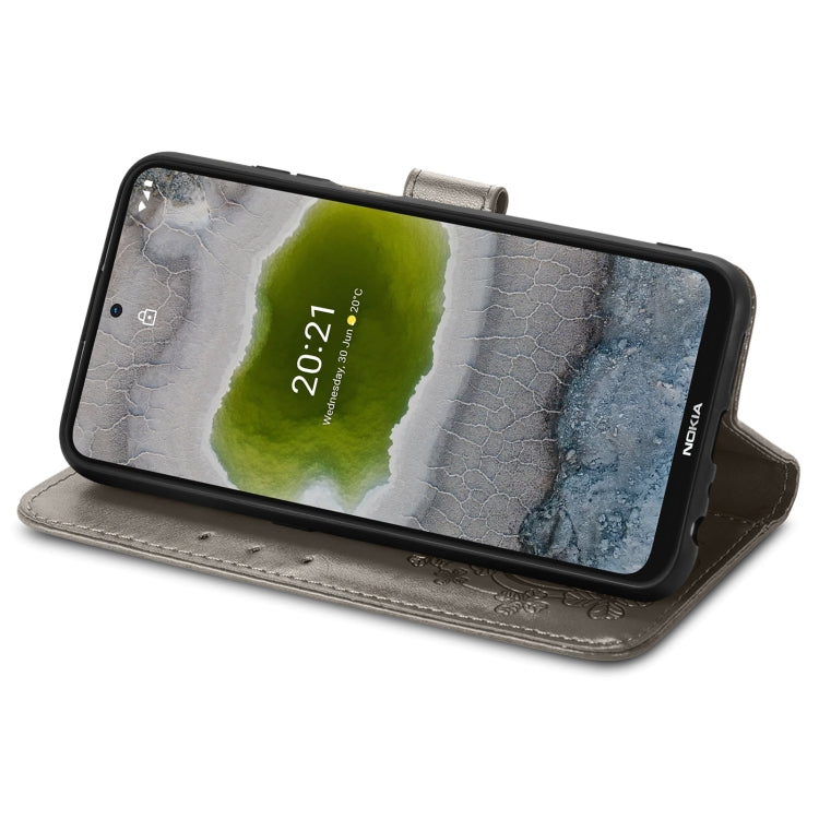 For Nokia X10 Four-leaf Clasp Embossed Leather Phone Case