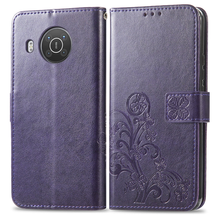 For Nokia X10 Four-leaf Clasp Embossed Leather Phone Case
