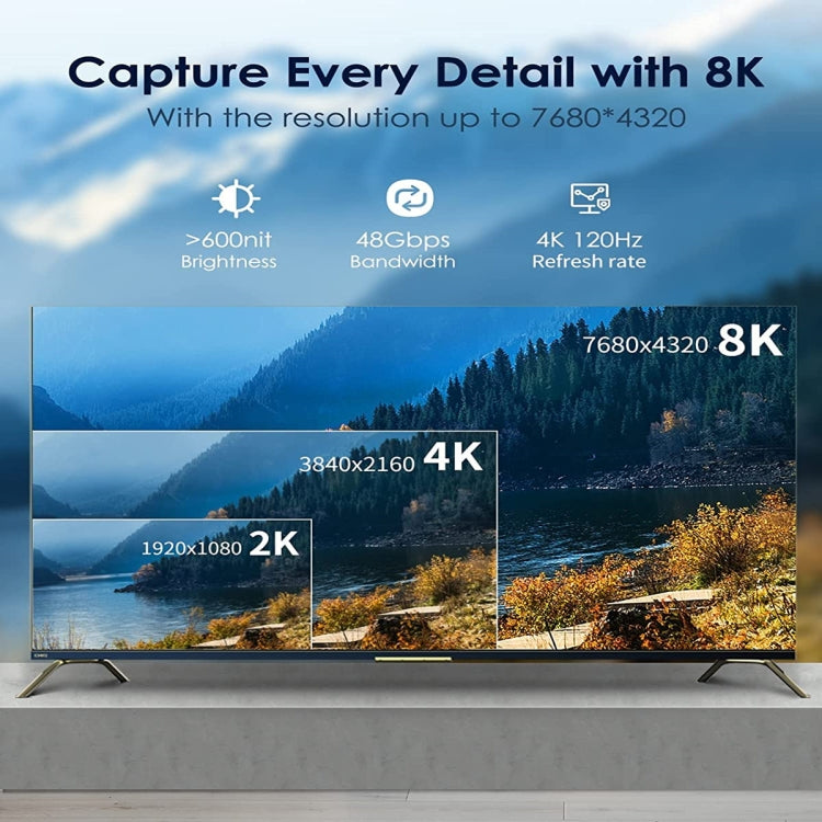 8K HDMI To HDMI HD 3D Digital TV Projector Video Cable, Length: 1m