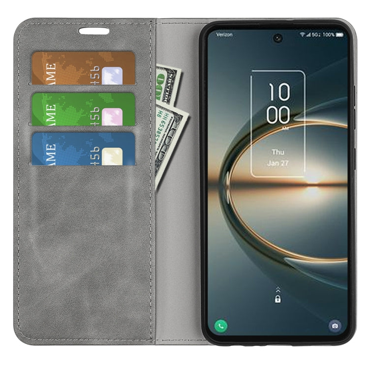 For TCL 30 V 5G Retro-skin Magnetic Suction Leather Phone Case