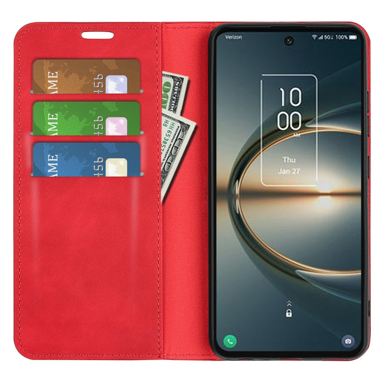 For TCL 30 V 5G Retro-skin Magnetic Suction Leather Phone Case