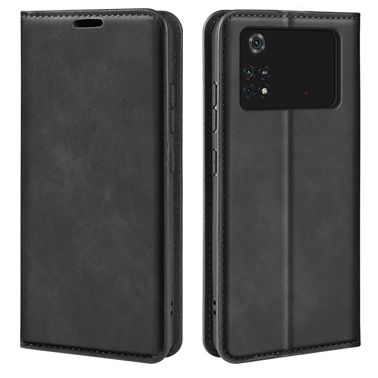 For Xiaomi Poco M4 Pro 4G Retro-skin Magnetic Suction Leather Phone Case