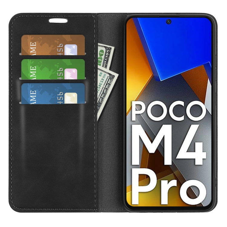 For Xiaomi Poco M4 Pro 4G Retro-skin Magnetic Suction Leather Phone Case