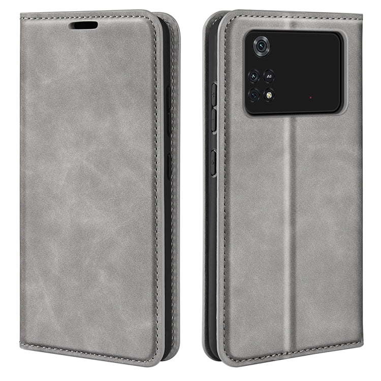 For Xiaomi Poco M4 Pro 4G Retro-skin Magnetic Suction Leather Phone Case