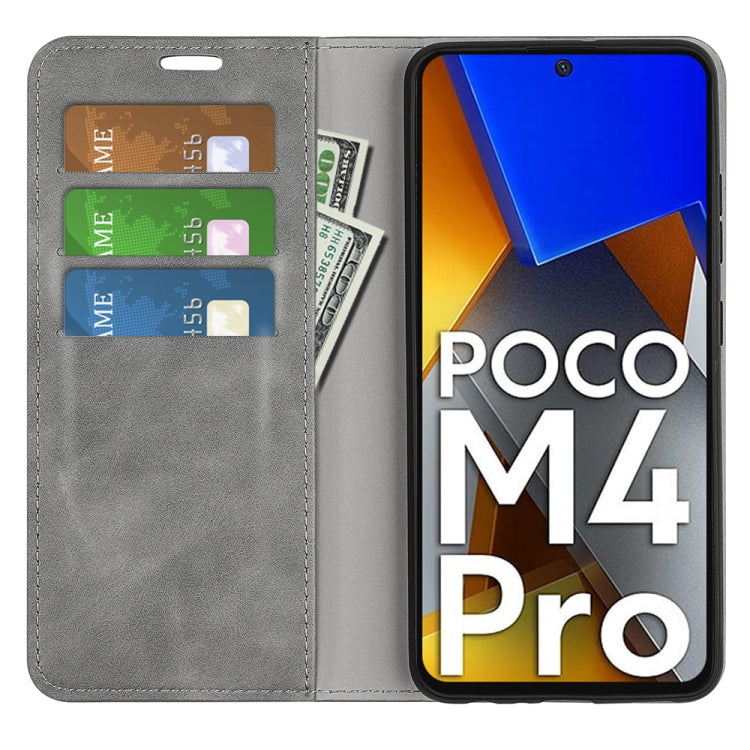 For Xiaomi Poco M4 Pro 4G Retro-skin Magnetic Suction Leather Phone Case