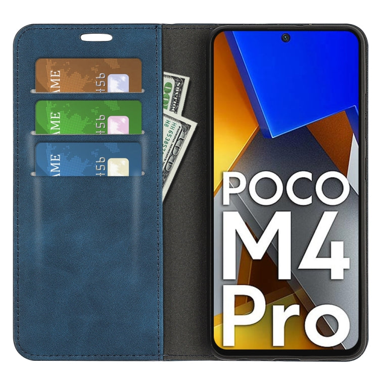 For Xiaomi Poco M4 Pro 4G Retro-skin Magnetic Suction Leather Phone Case