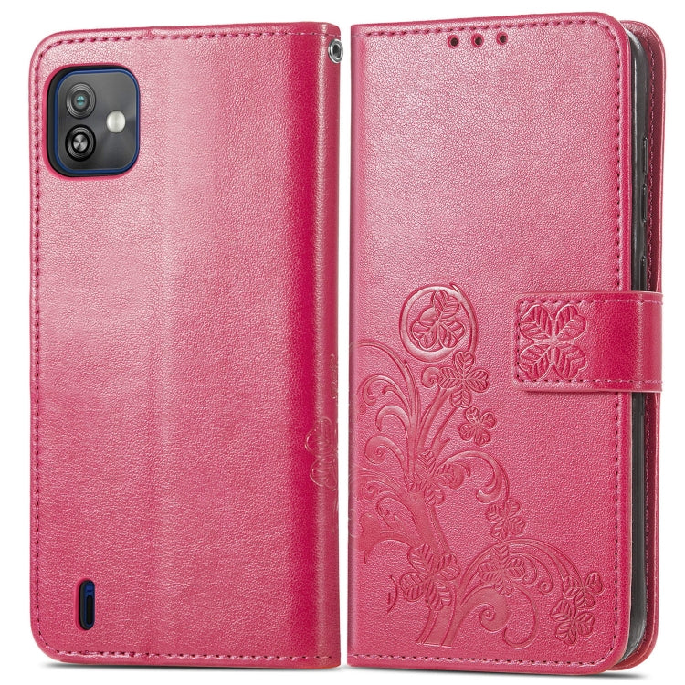 For Wiko Y82 Four-leaf Clasp Embossed Buckle Leather Phone Case