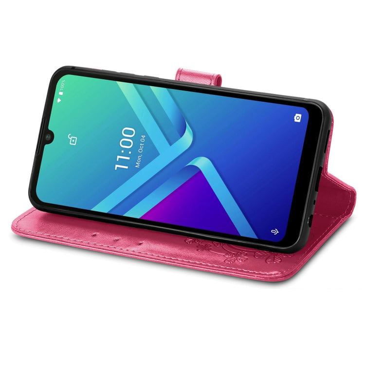 For Wiko Y82 Four-leaf Clasp Embossed Buckle Leather Phone Case