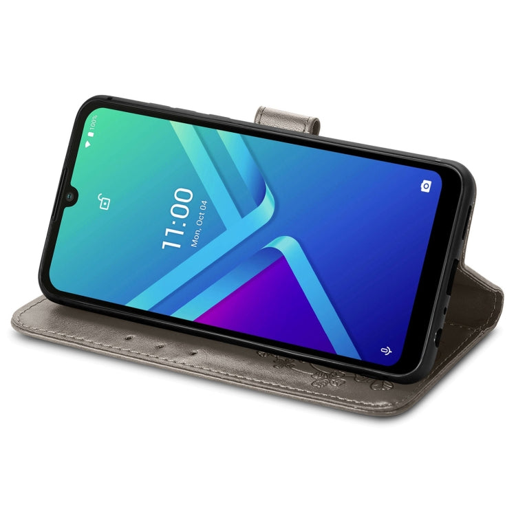 For Wiko Y82 Four-leaf Clasp Embossed Buckle Leather Phone Case