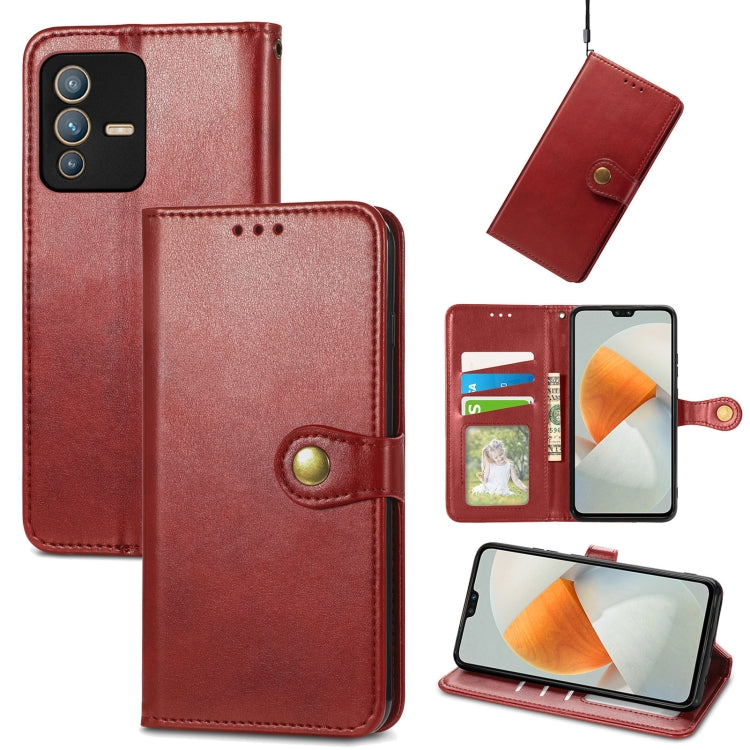 For vivo S12 Solid Color Leather Buckle Phone Case