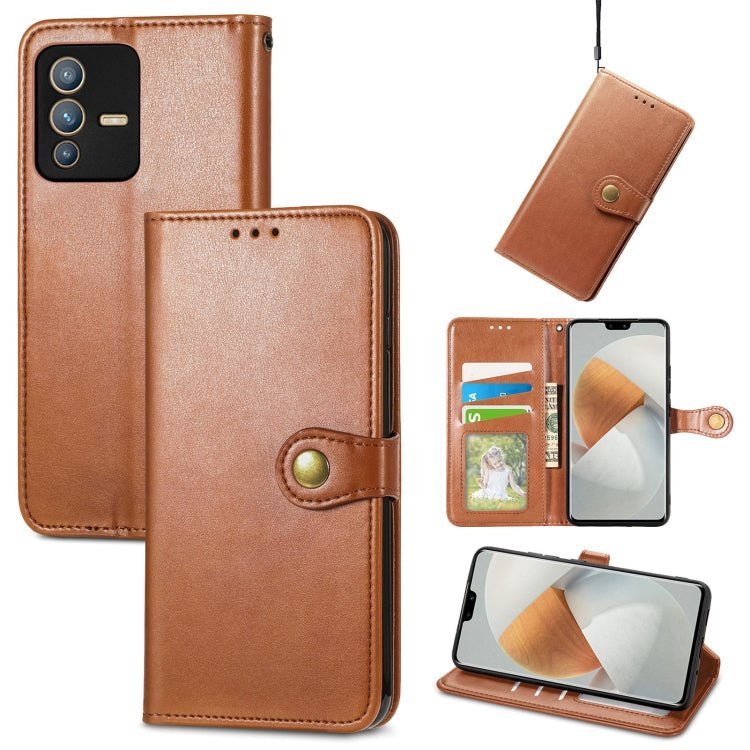 For vivo S12 Pro Solid Color Leather Buckle Phone Case