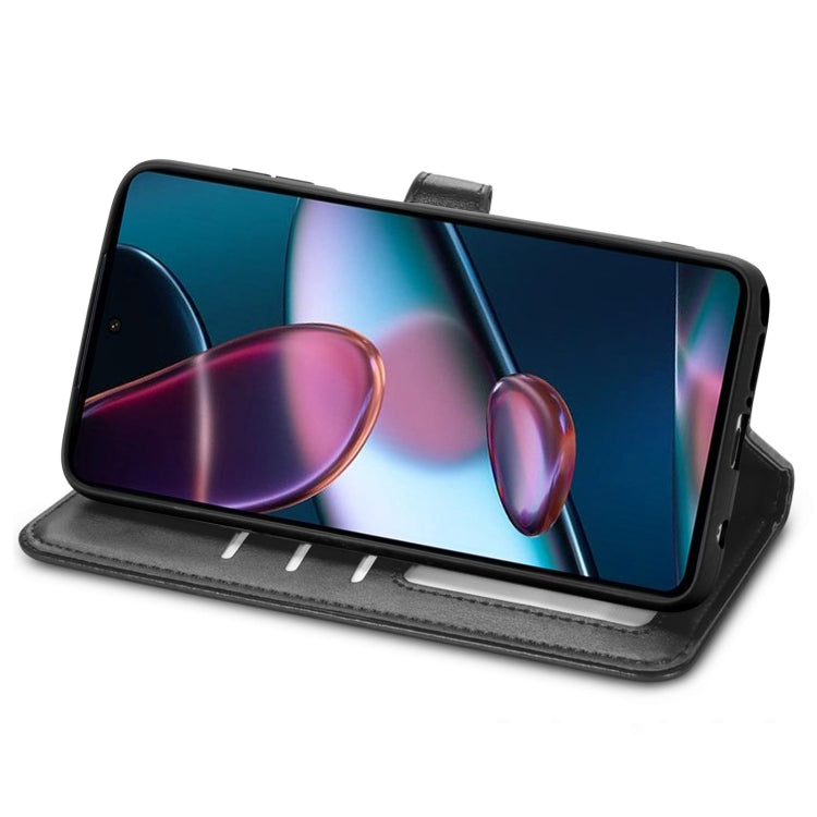 For Motorola Edge X30 Solid Color Leather Buckle Phone Case