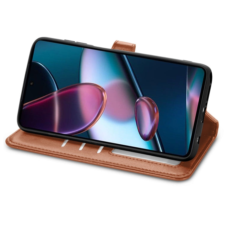 For Motorola Edge X30 Solid Color Leather Buckle Phone Case